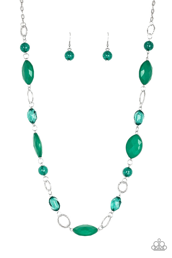 Shimmer Simmer - Green - Necklace - Paparazzi Accessories