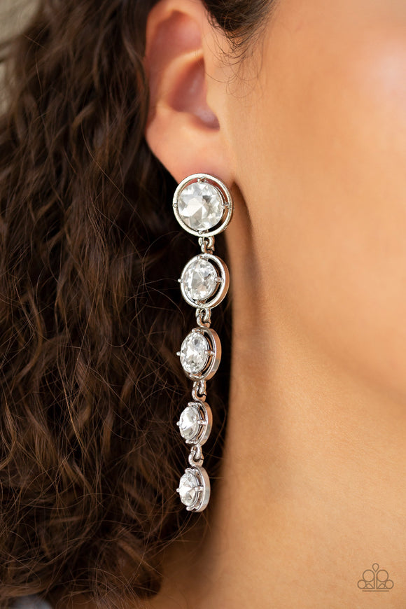 Drippin In Starlight - White - Earrings - Paparazzi Accessories