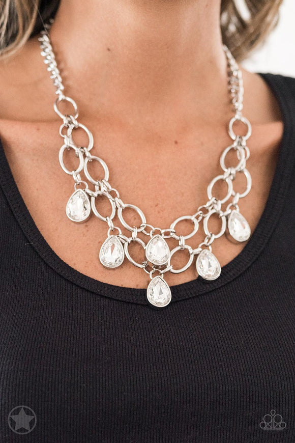 Show Stopping Shimmer - White - Blockbuster Necklace - Paparazzi Accessories